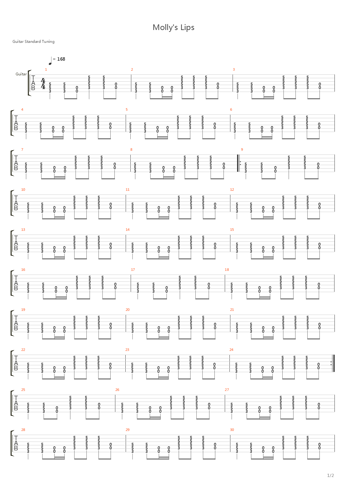 Mollys Lips吉他谱