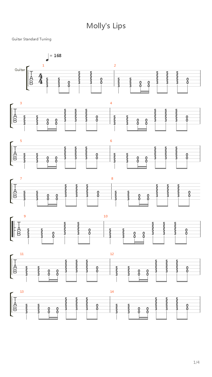 Mollys Lips吉他谱