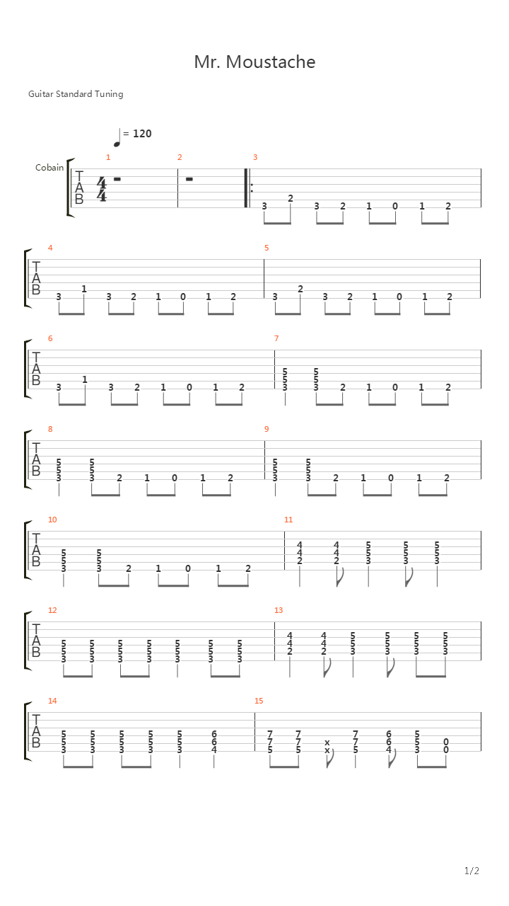 Mr Moustache吉他谱