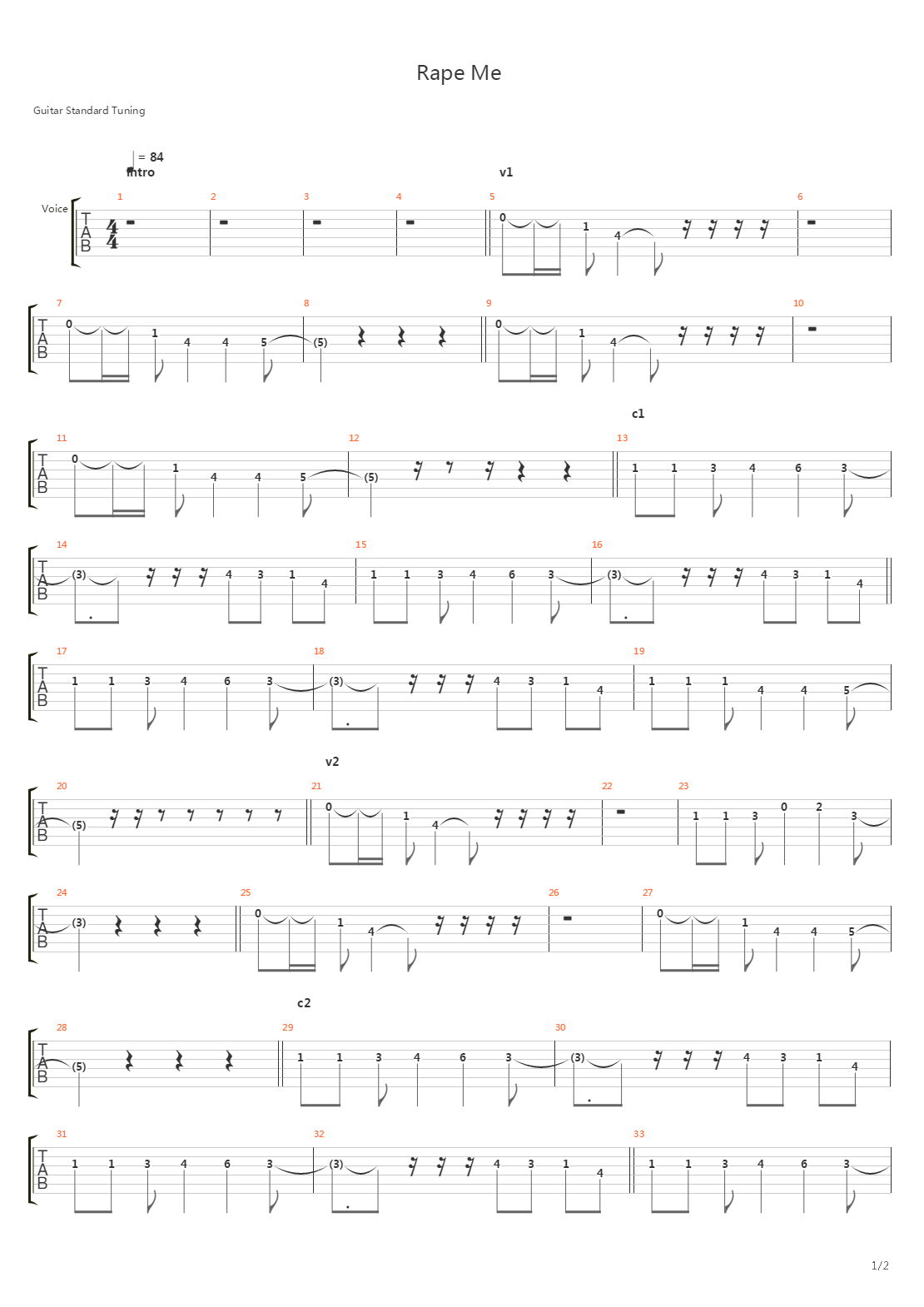 Rape Me吉他谱