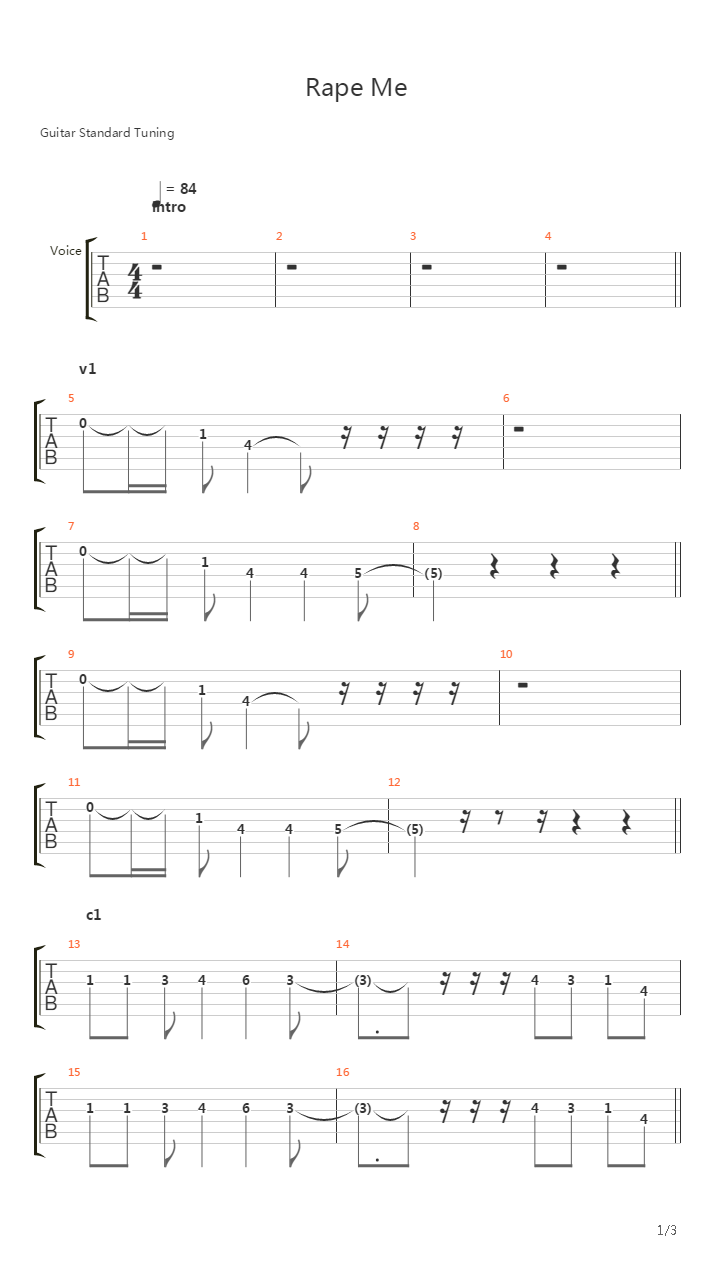 Rape Me吉他谱