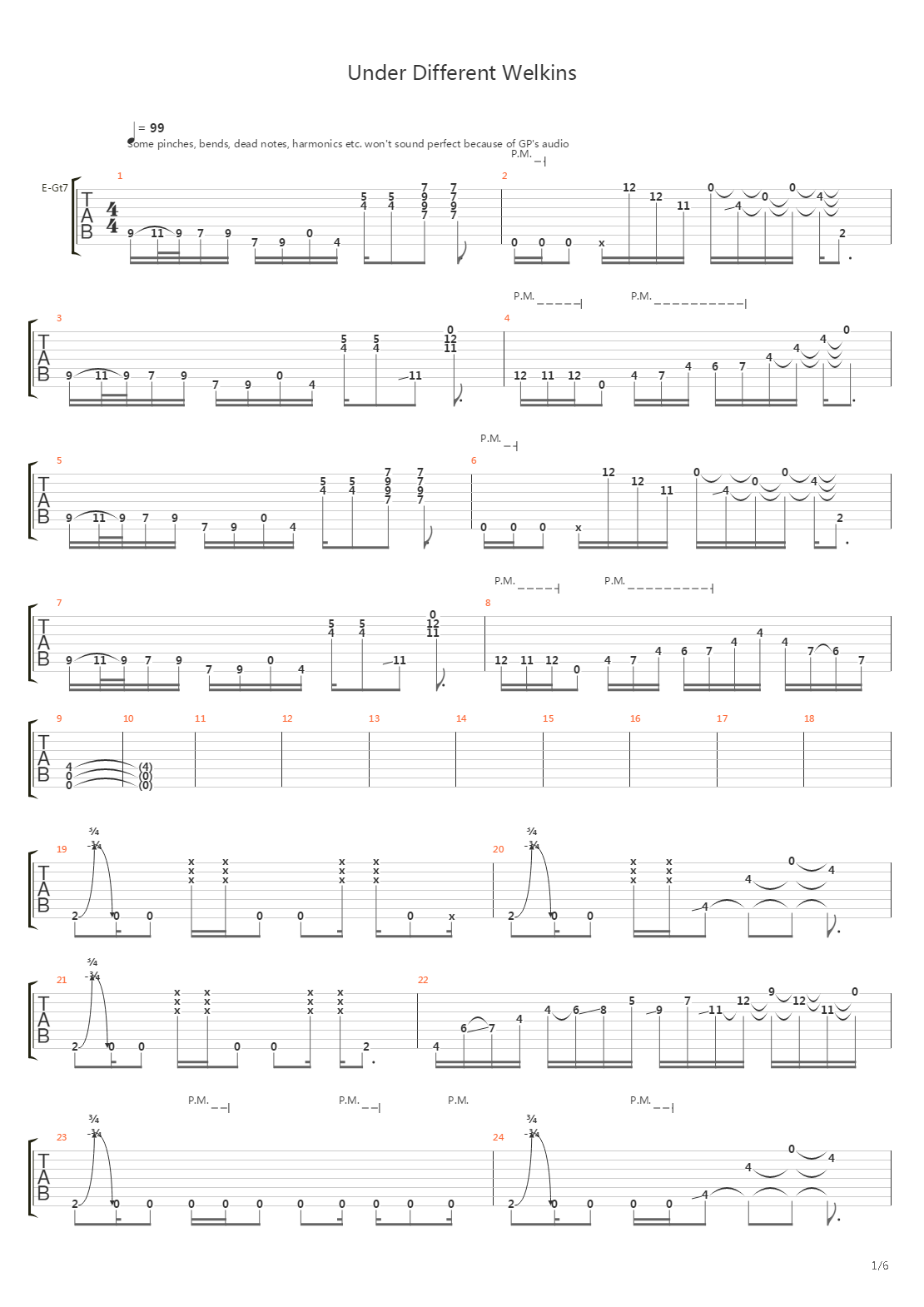 Under Different Welkins吉他谱