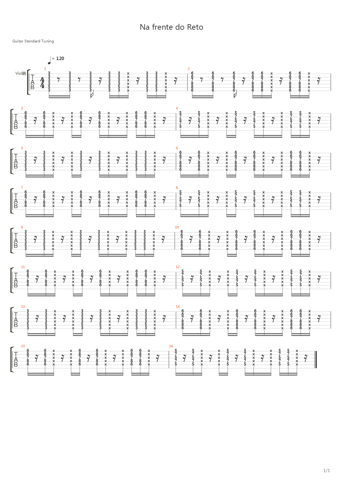 Na Frente Do Reto intro吉他谱