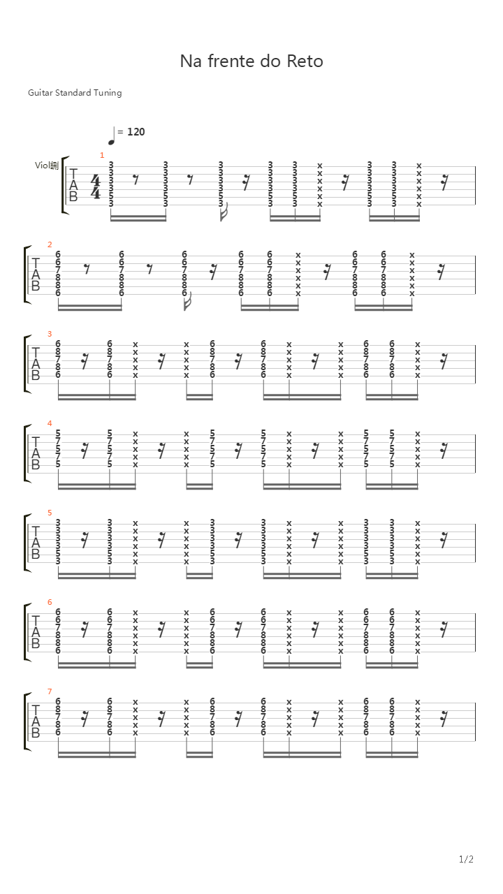 Na Frente Do Reto intro吉他谱