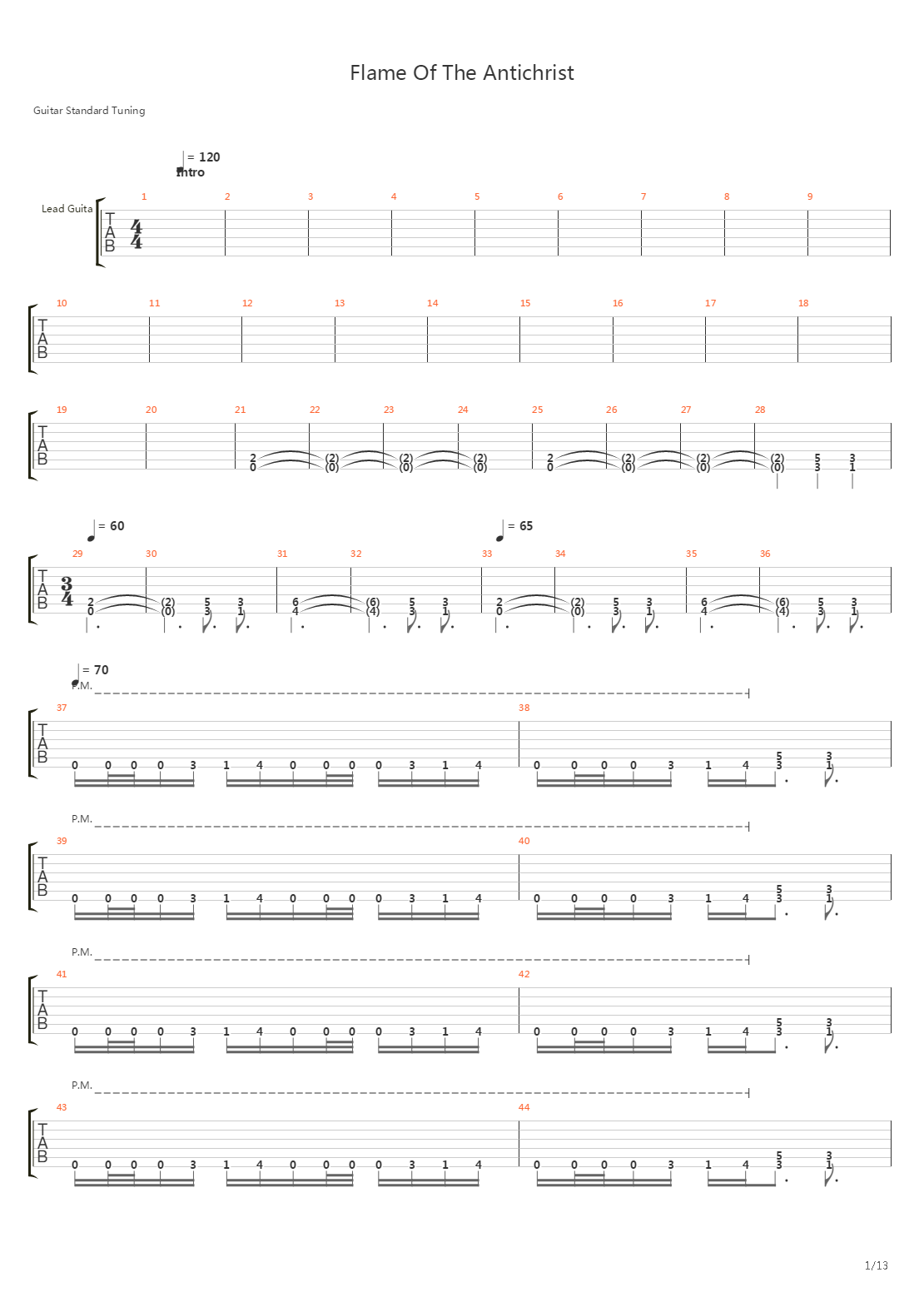 Flame Of The Antichrist吉他谱