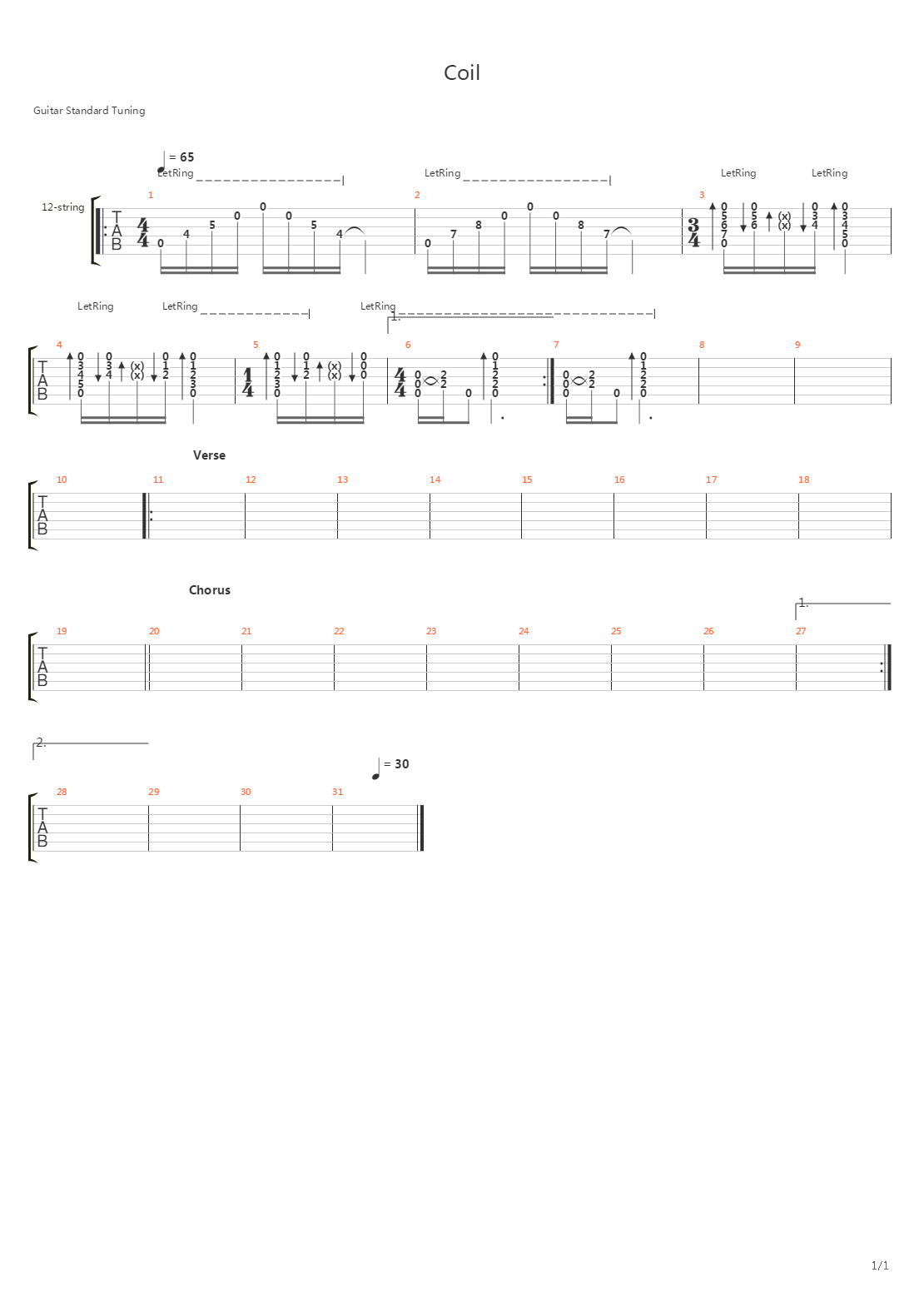 Coil吉他谱