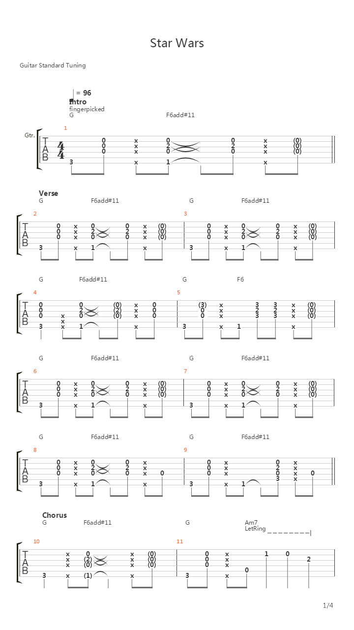 Star Wars吉他谱