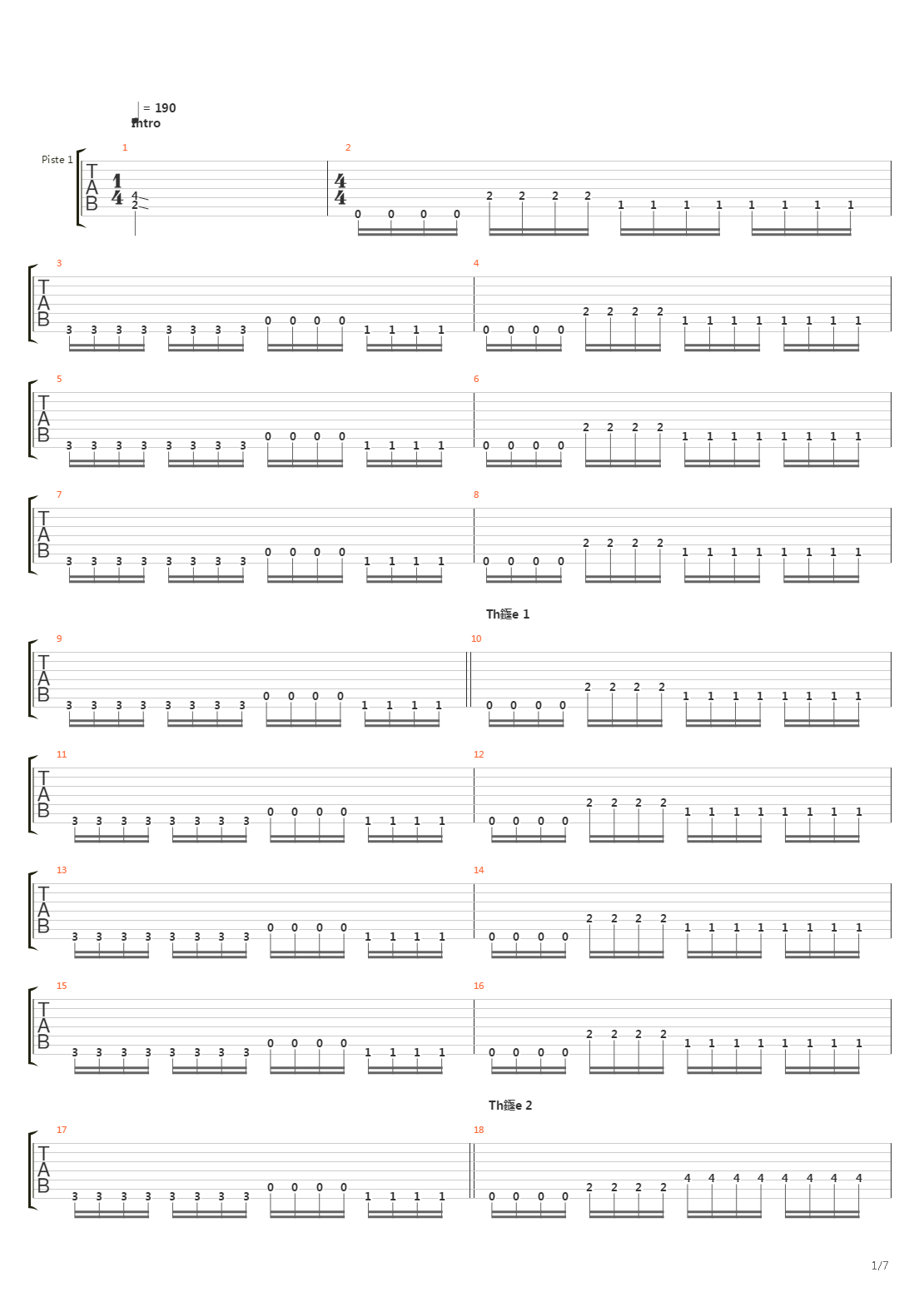 Tric吉他谱