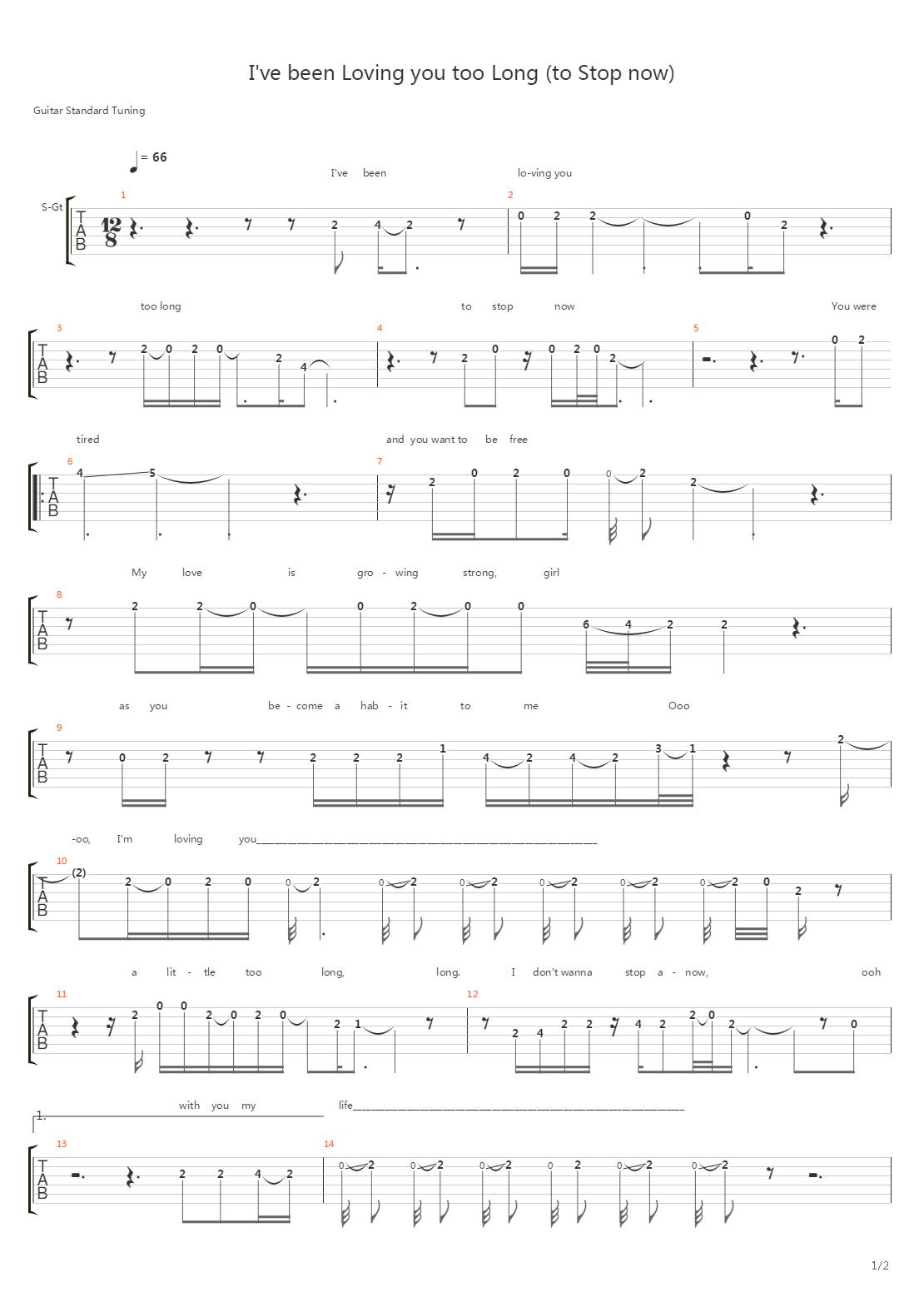 Ive Been Loving You Too Long吉他谱