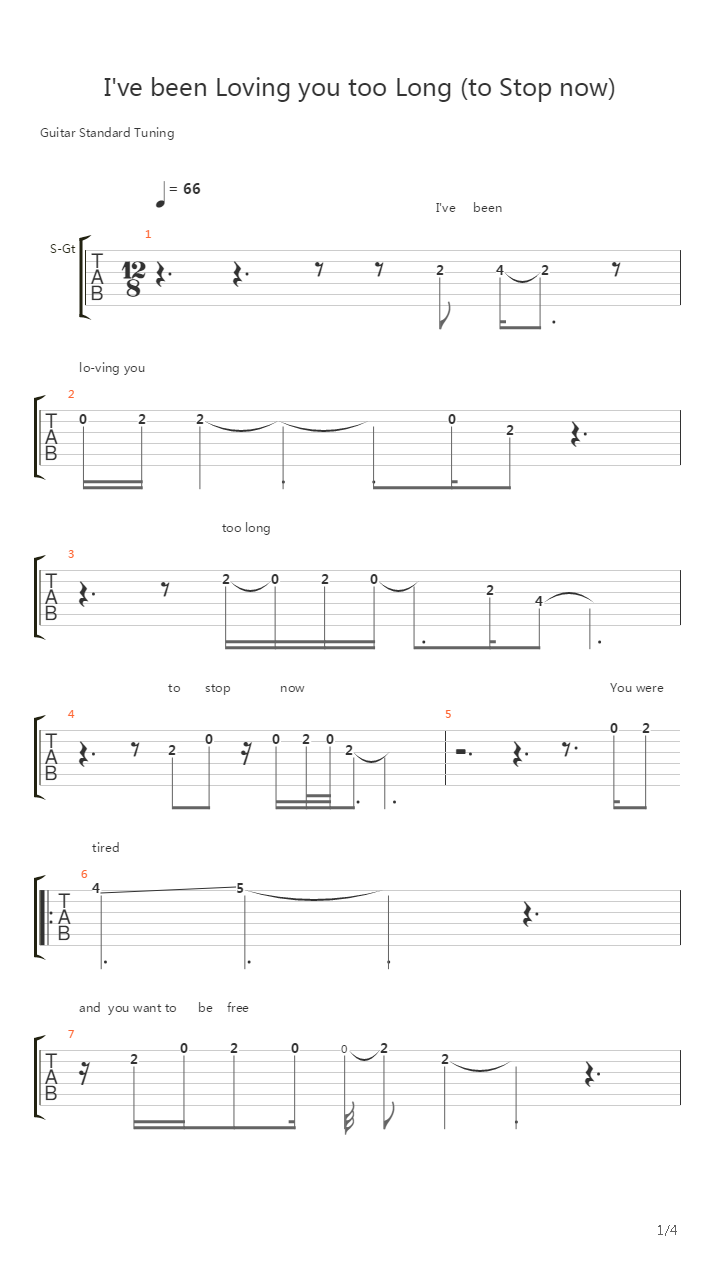 Ive Been Loving You Too Long吉他谱