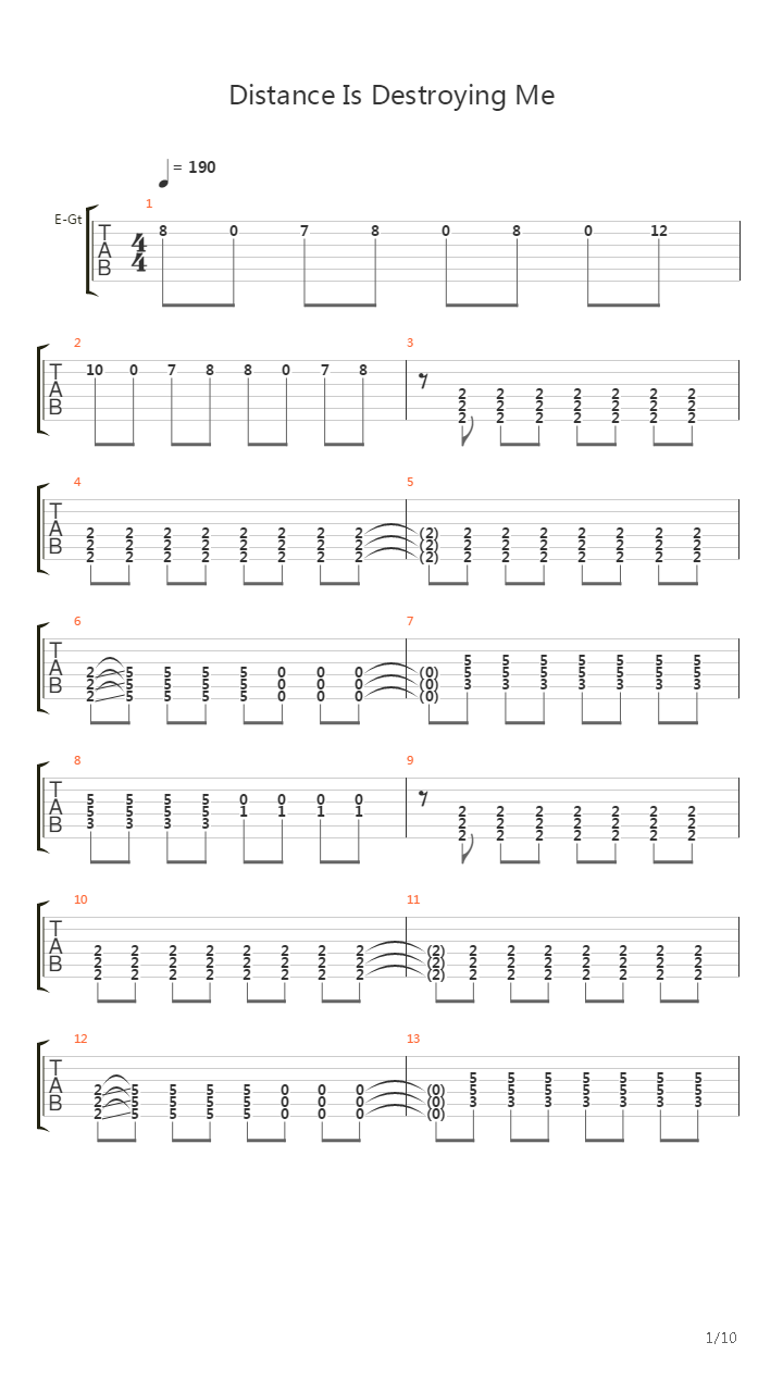 Distance Is Destroying Me吉他谱