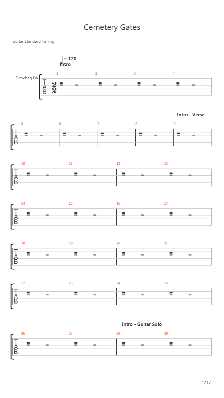 Cemetery Gates吉他谱