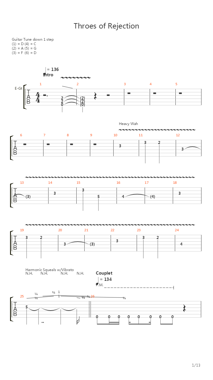 Throes Of Rejection吉他谱