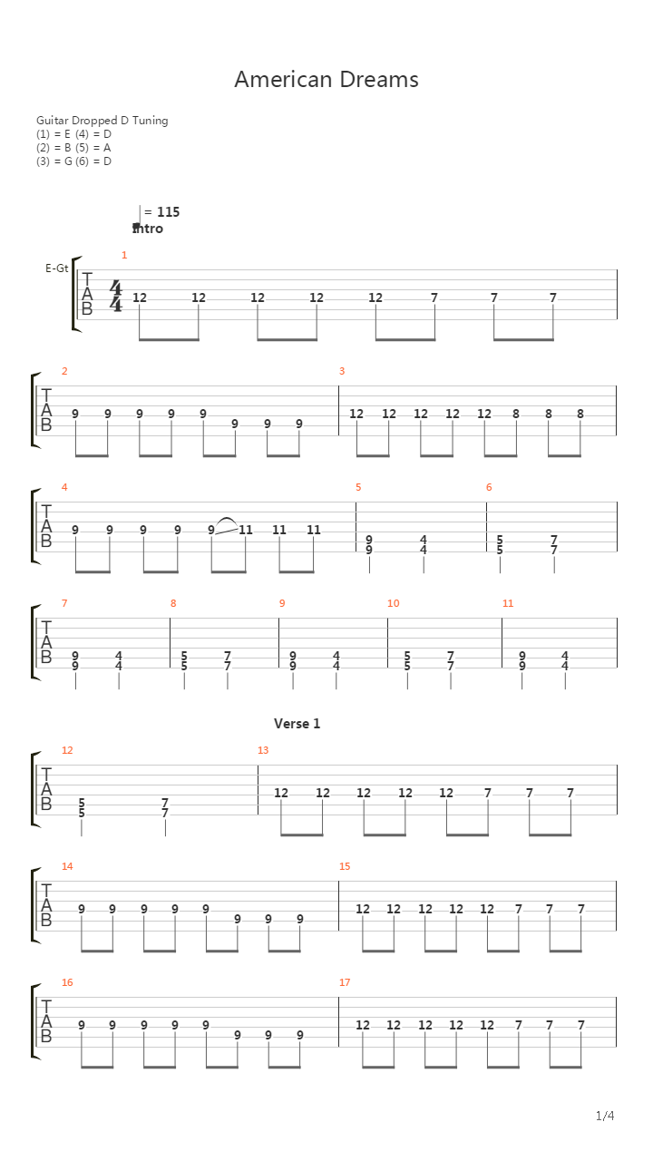 American Dreams吉他谱