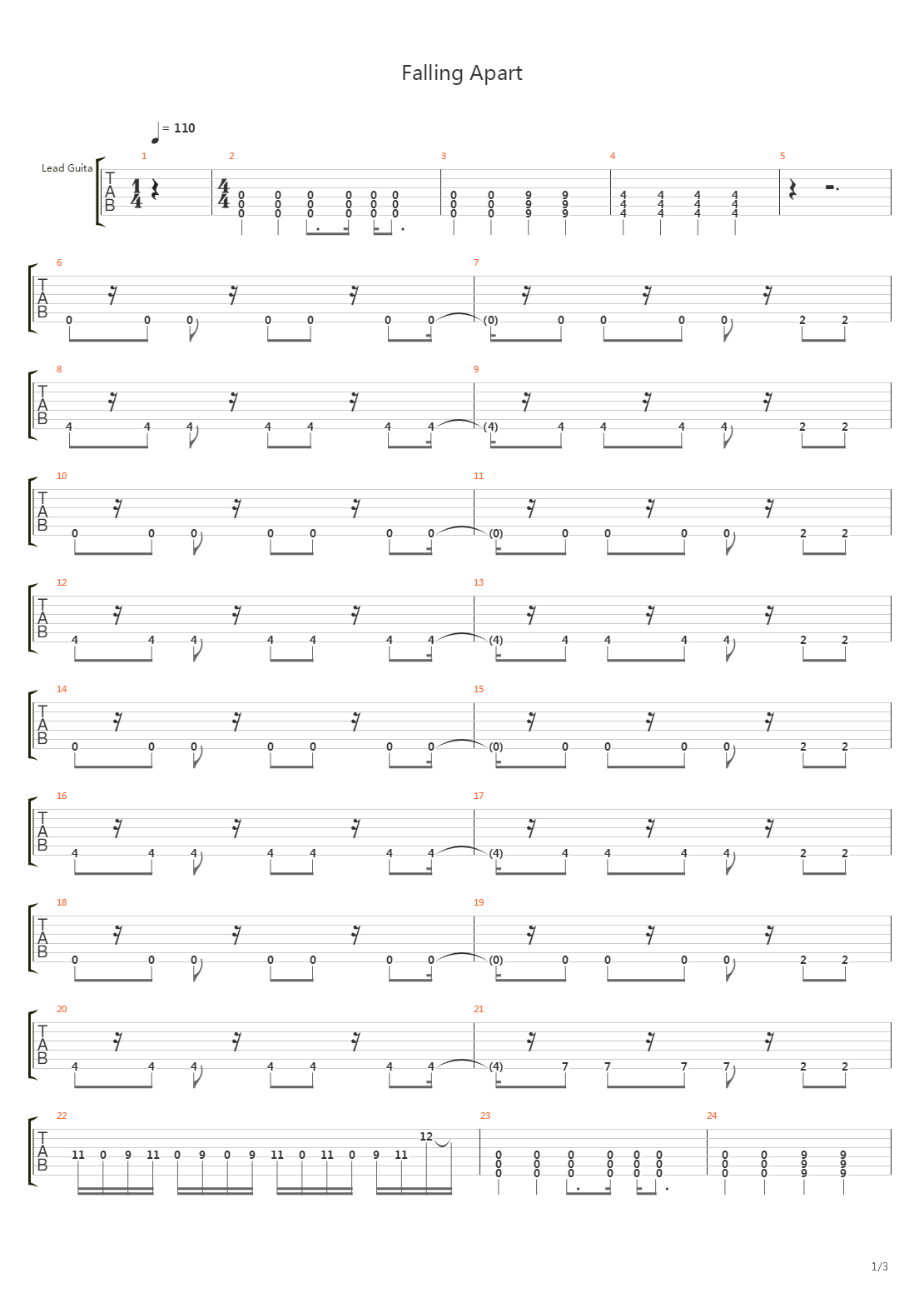 Falling Apart吉他谱