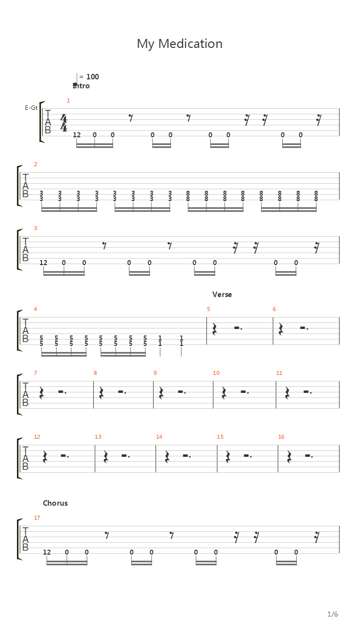My Medication吉他谱