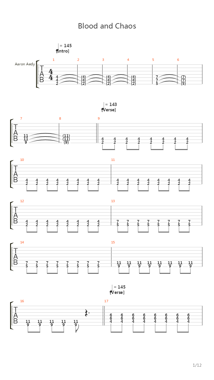 Blood And Chaos吉他谱
