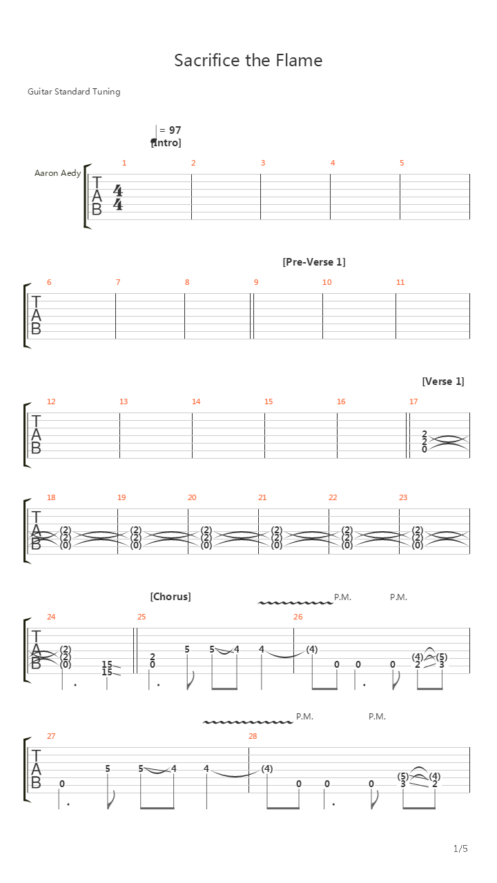 Sacrifice The Flame吉他谱