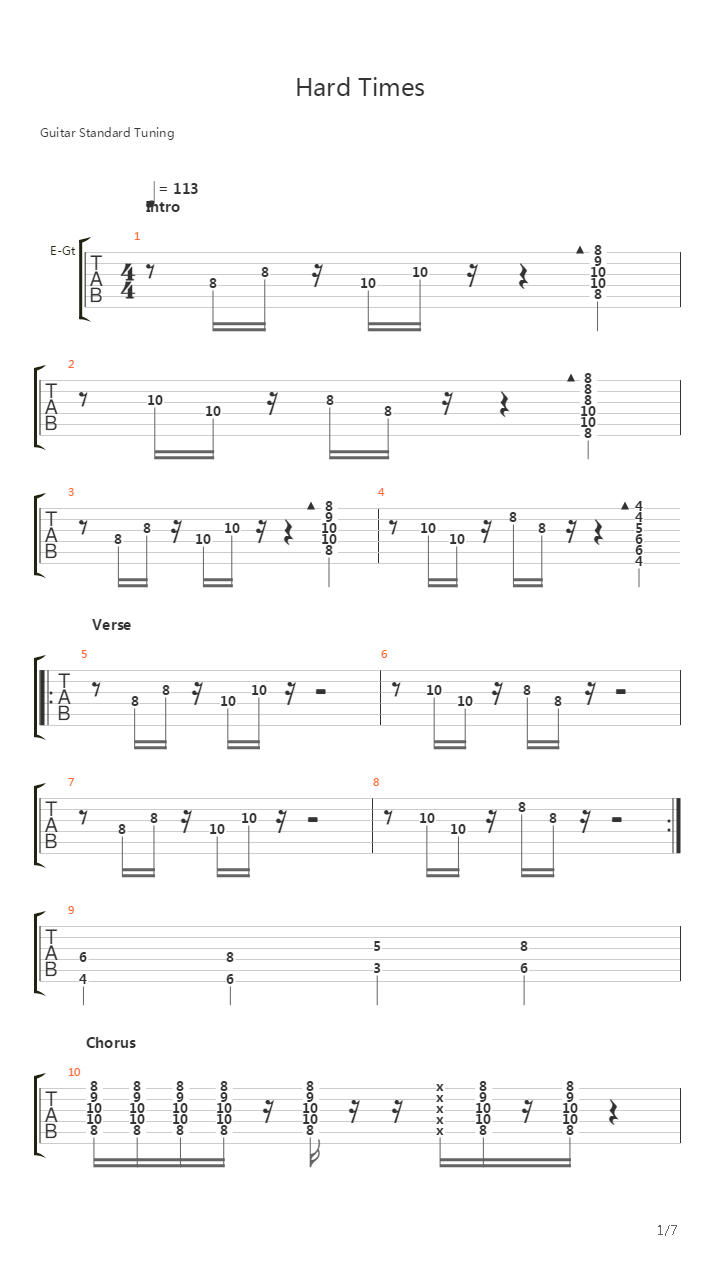 Hard Times吉他谱
