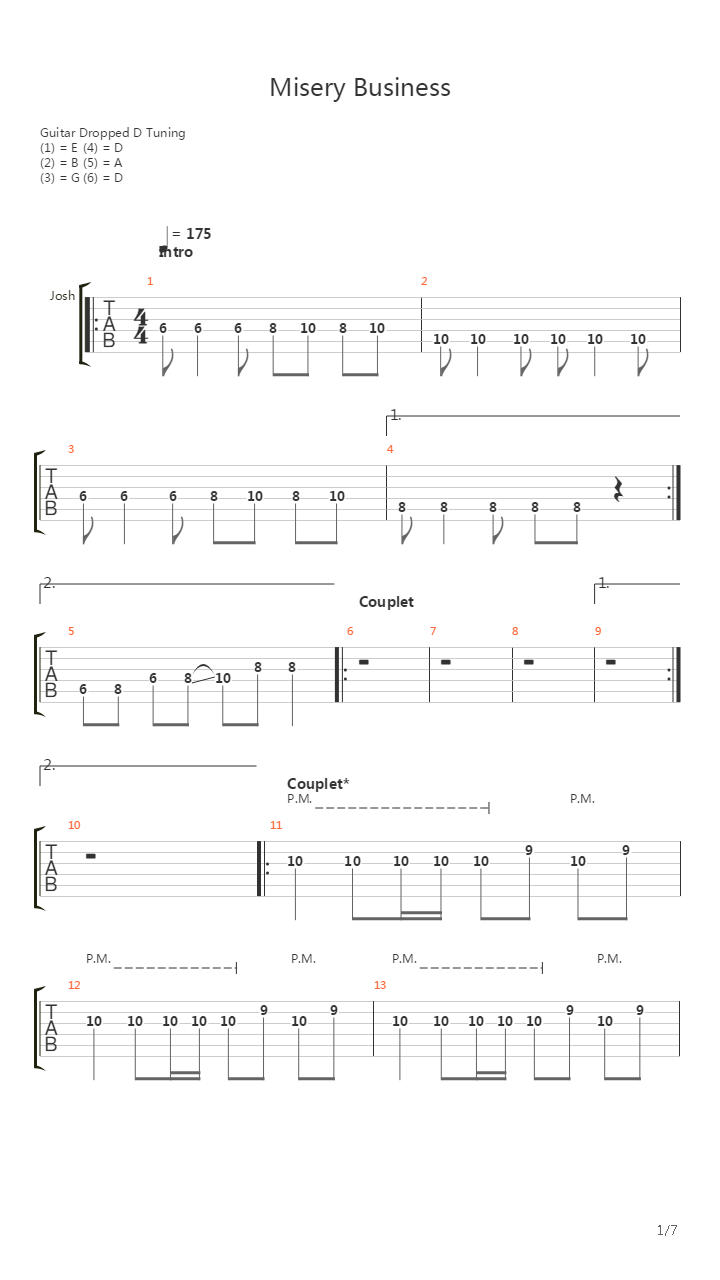 Misery Business吉他谱