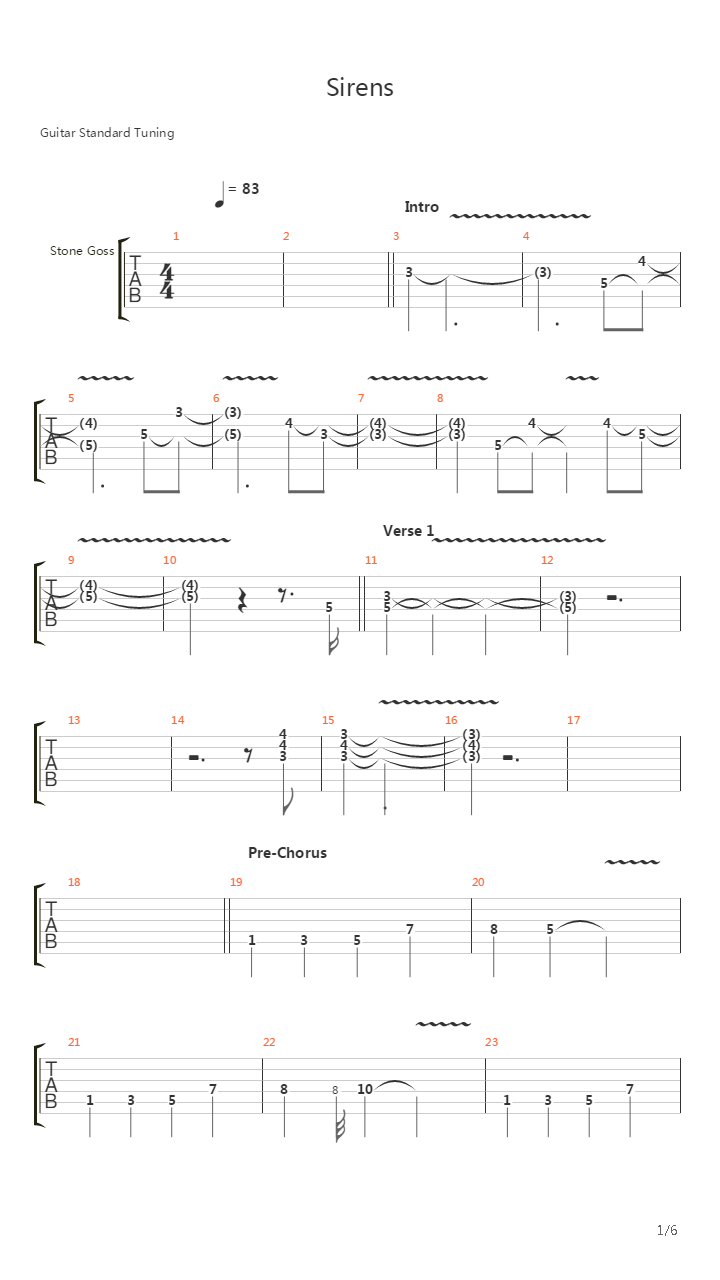 Sirens吉他谱
