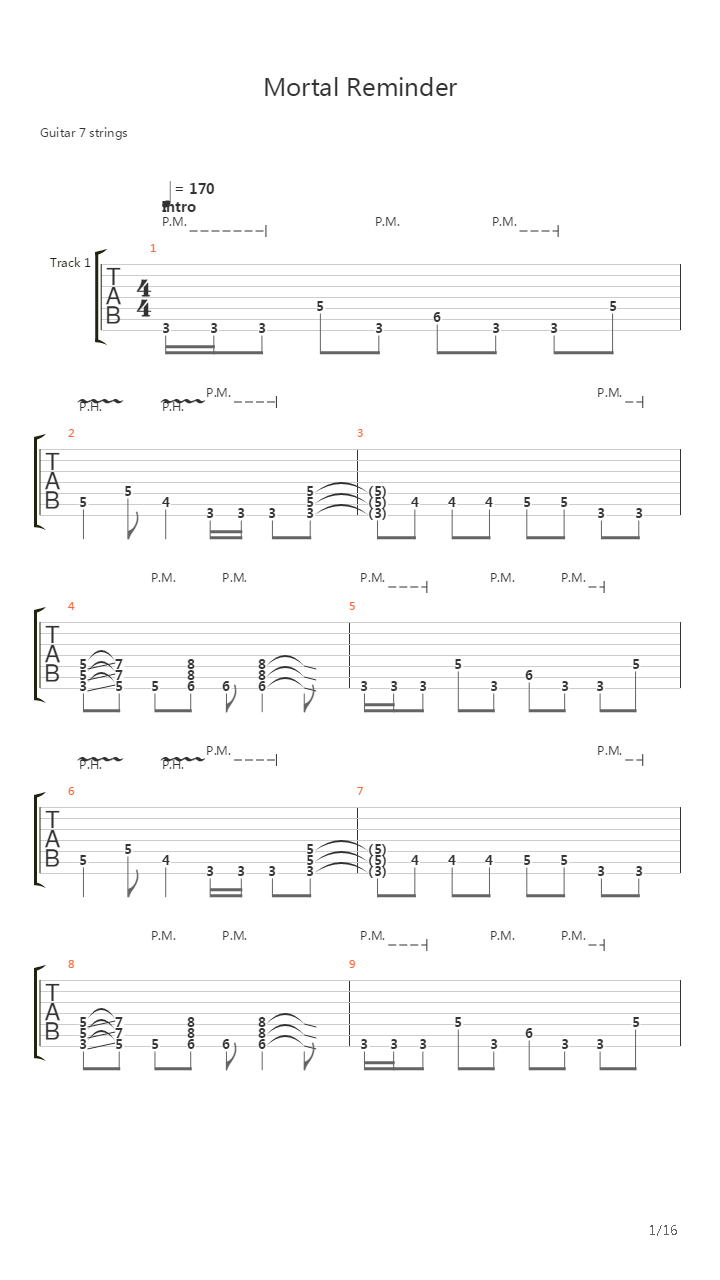 Mortal Reminder吉他谱