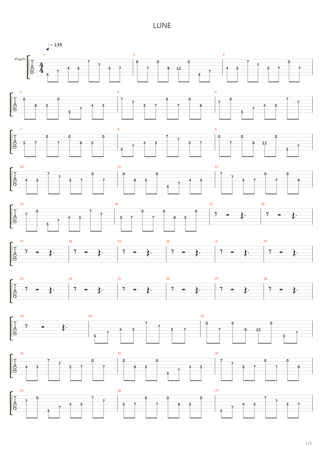 Lune吉他谱