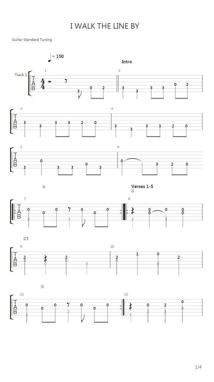 I Walk The Line吉他谱