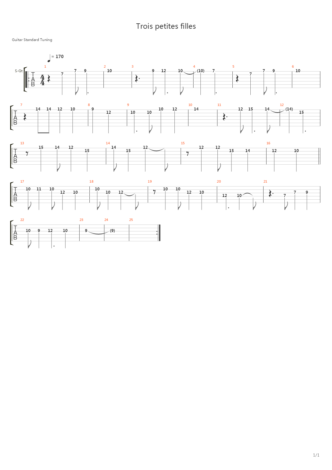 Trois Petites Filles吉他谱