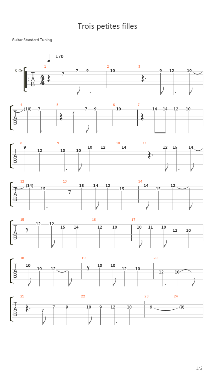 Trois Petites Filles吉他谱