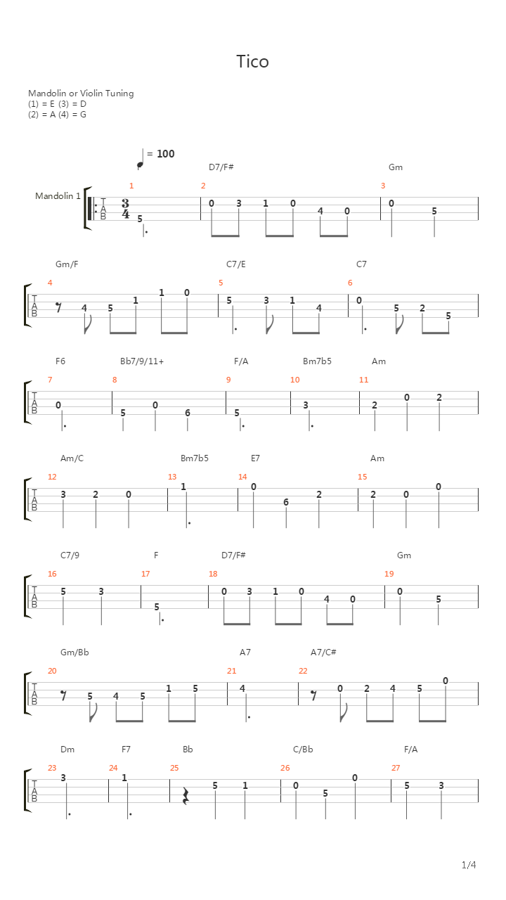 Tico吉他谱