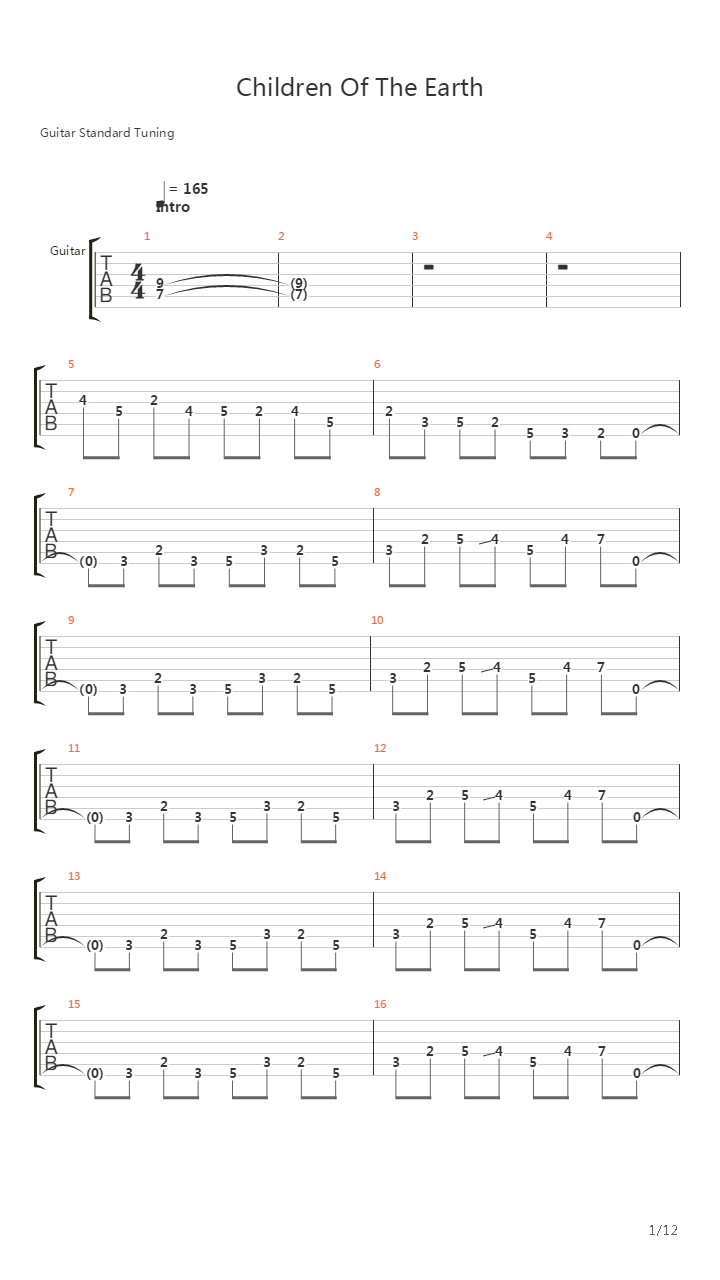 Children Of The Earth吉他谱