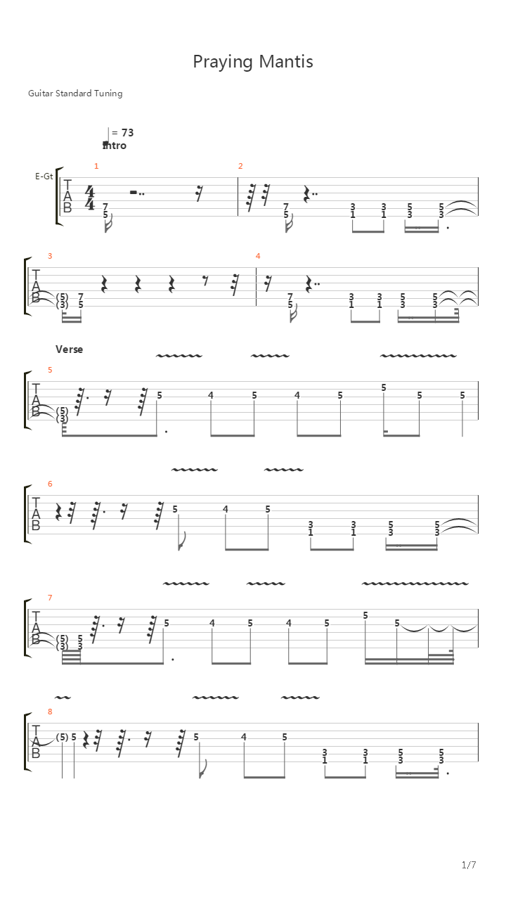 Praying Mantis吉他谱