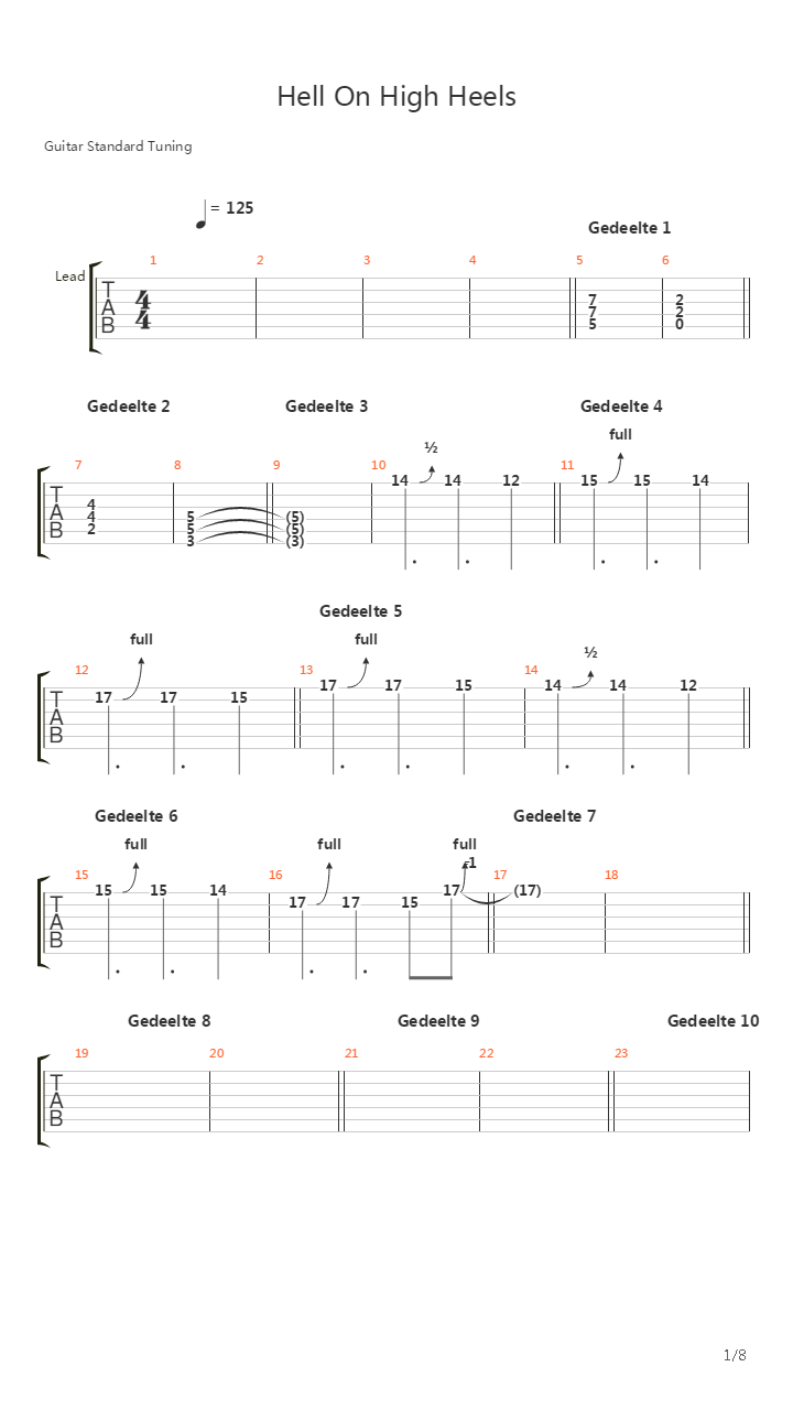Hell On High Heels吉他谱