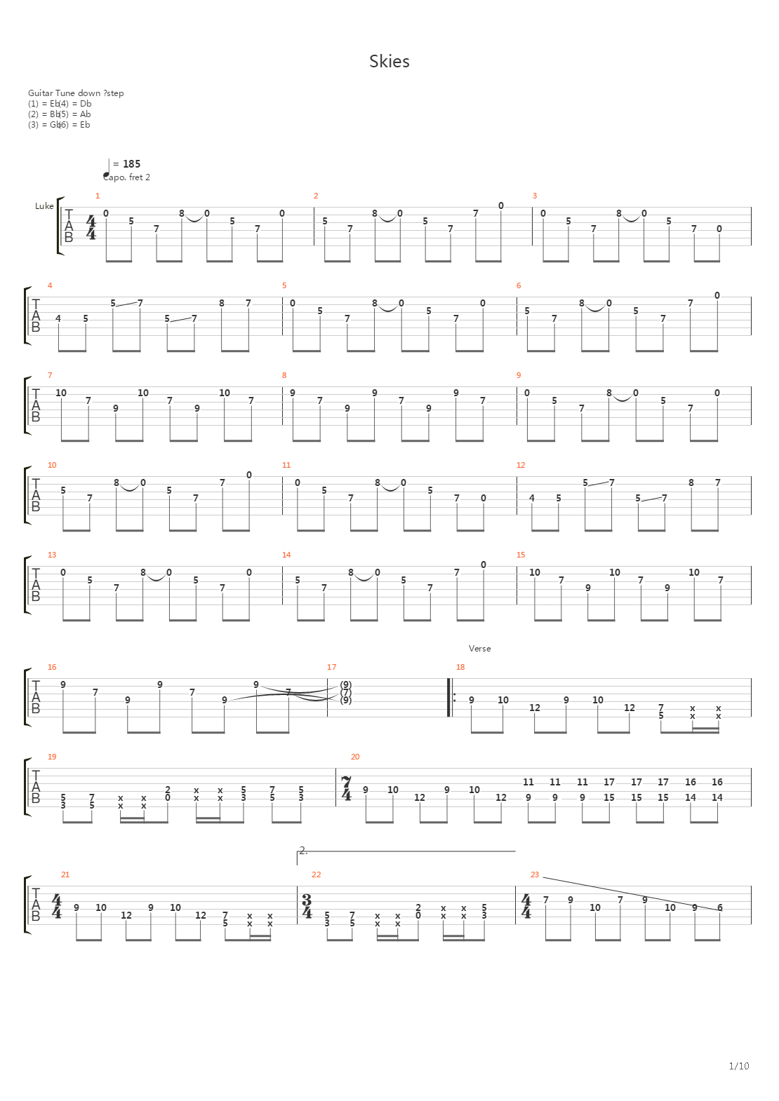 Skies吉他谱