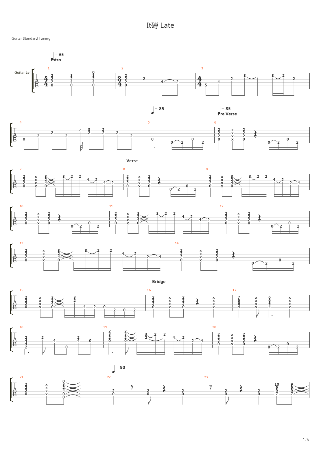 Its Late吉他谱