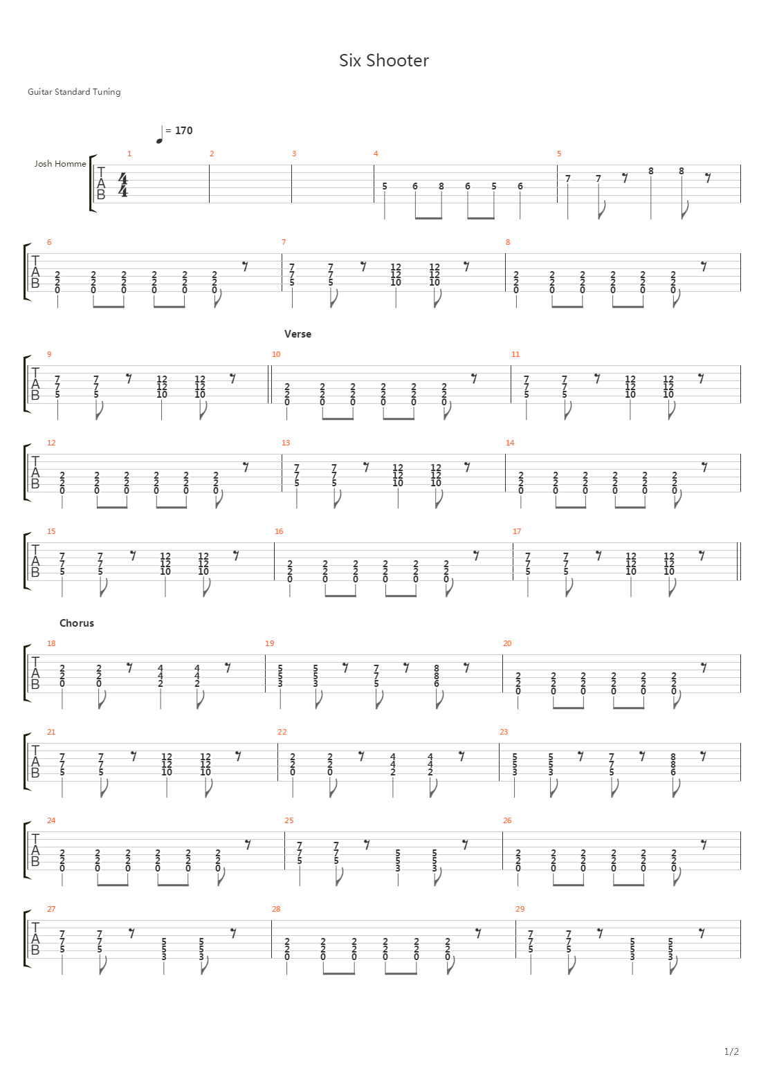 Six Shooter吉他谱