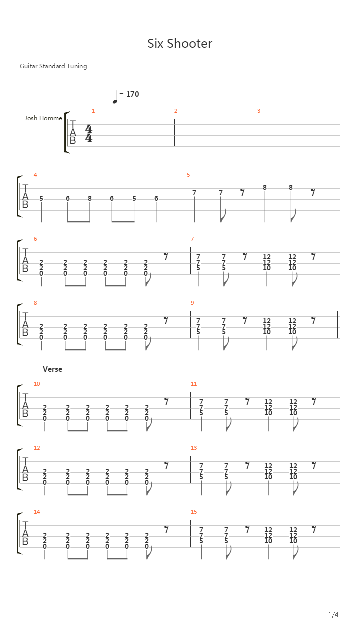 Six Shooter吉他谱