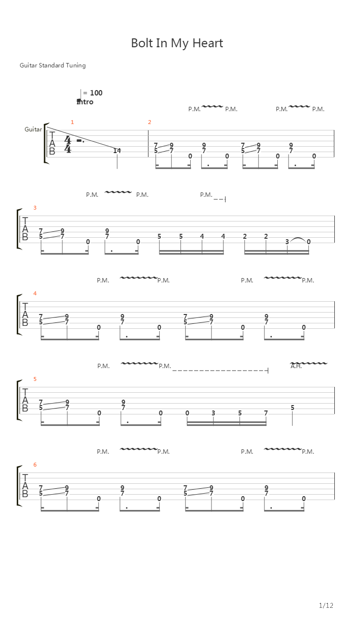 Bolt In My Heart吉他谱