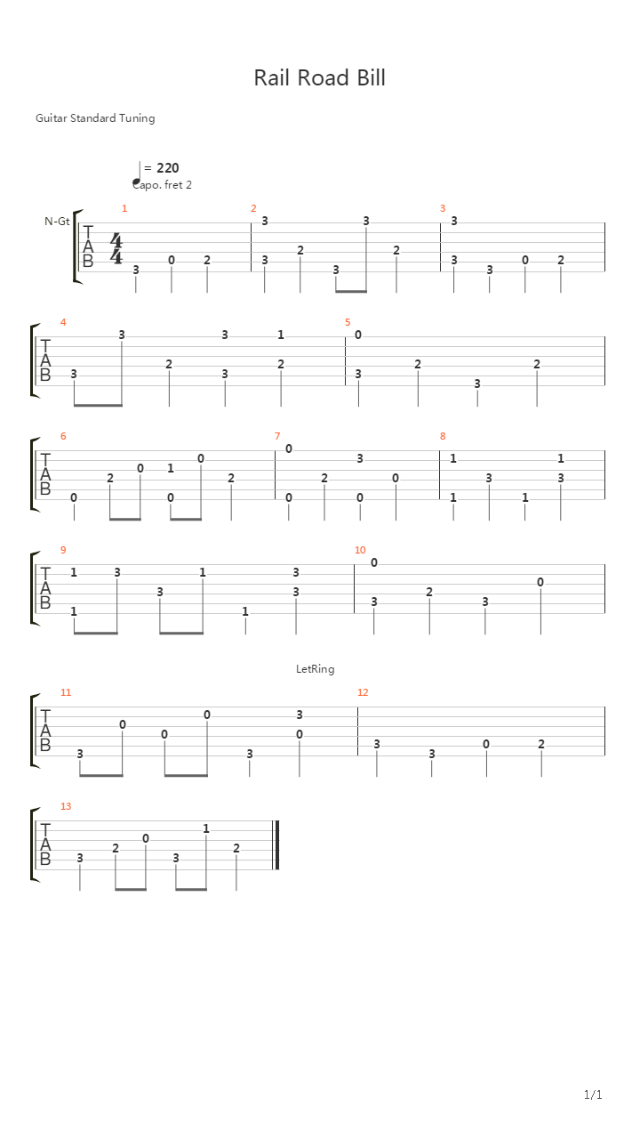 Railroad Bill吉他谱