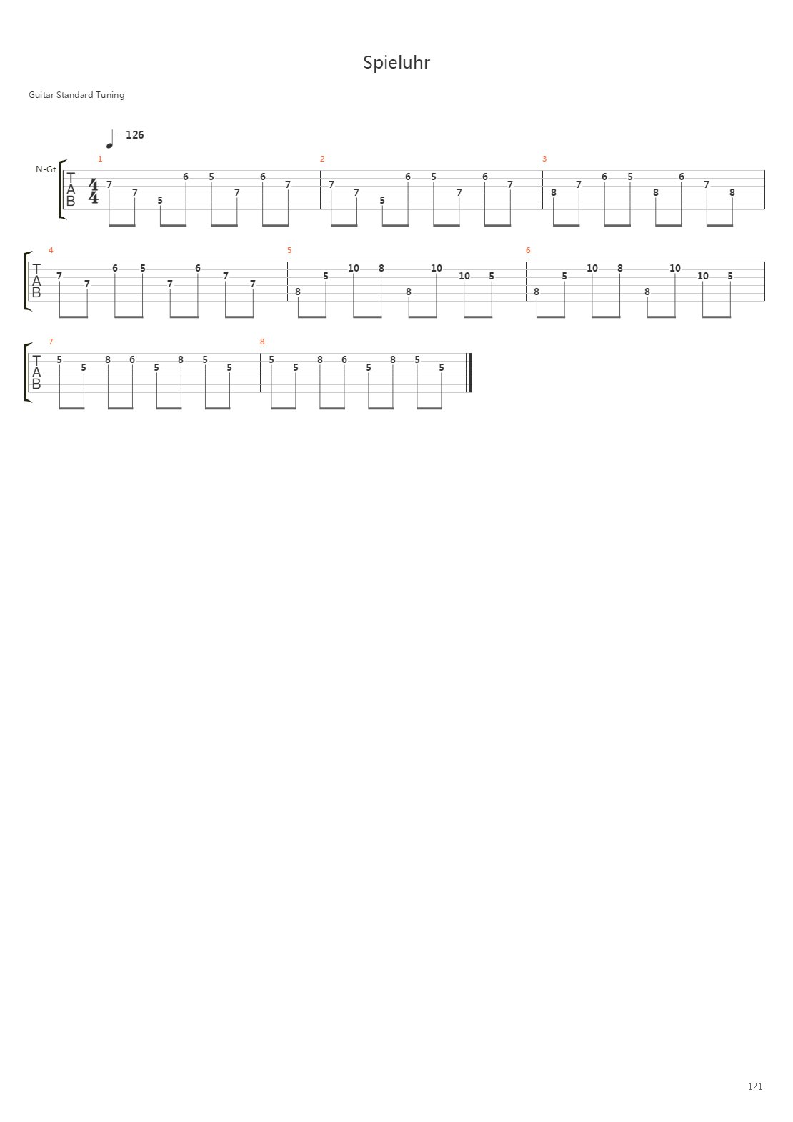 Spieluhr intro吉他谱