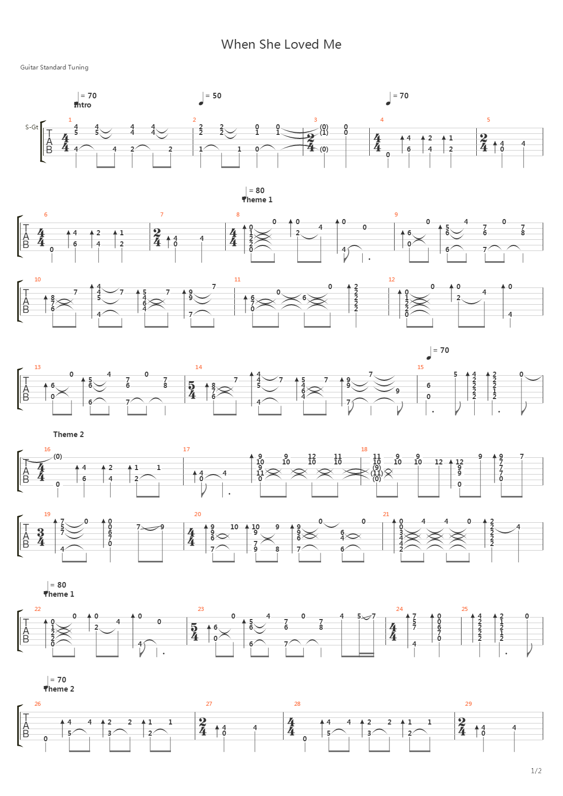When She Loved Me吉他谱