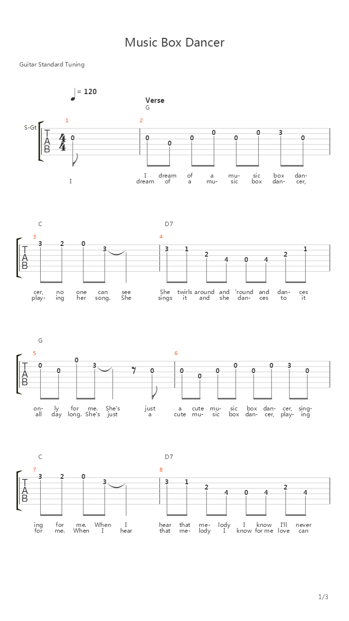 Music Box Dancer吉他谱