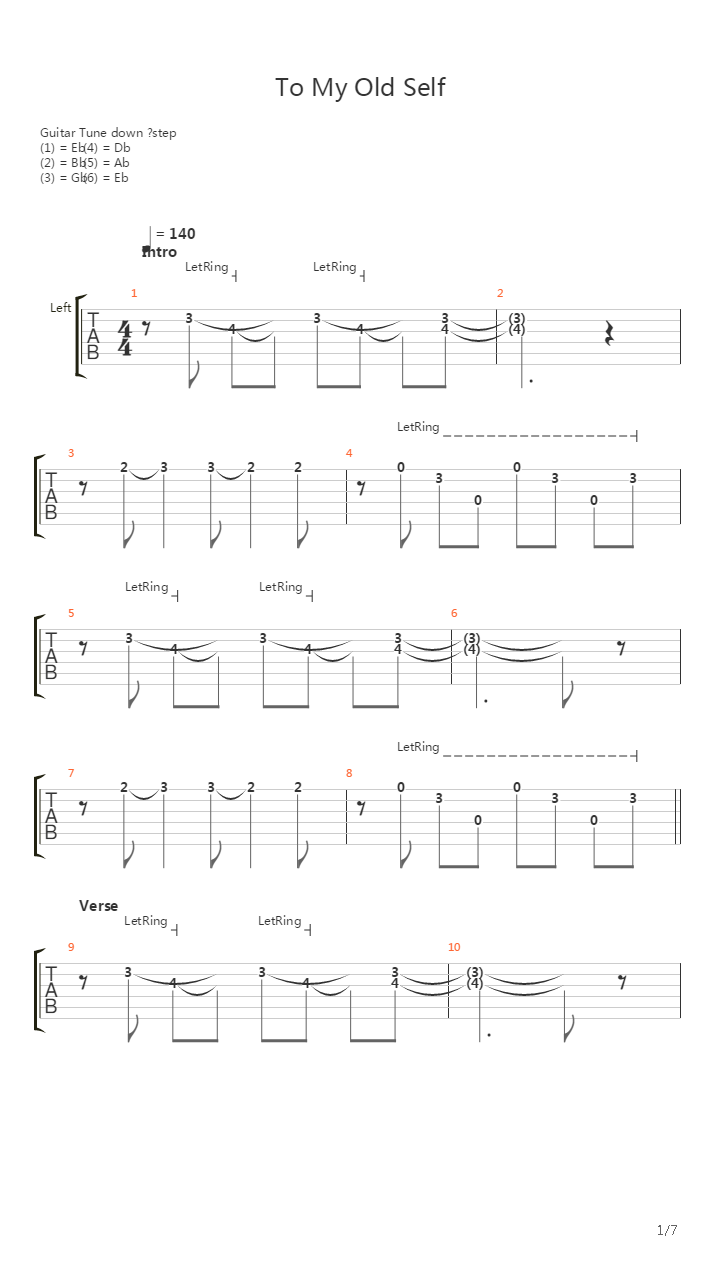 To My Old Self吉他谱