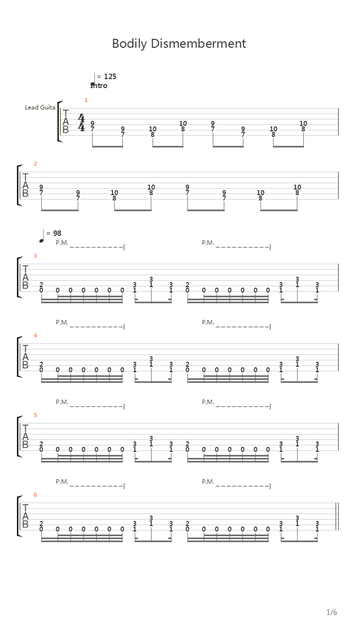 Bodily Dismemberment吉他谱
