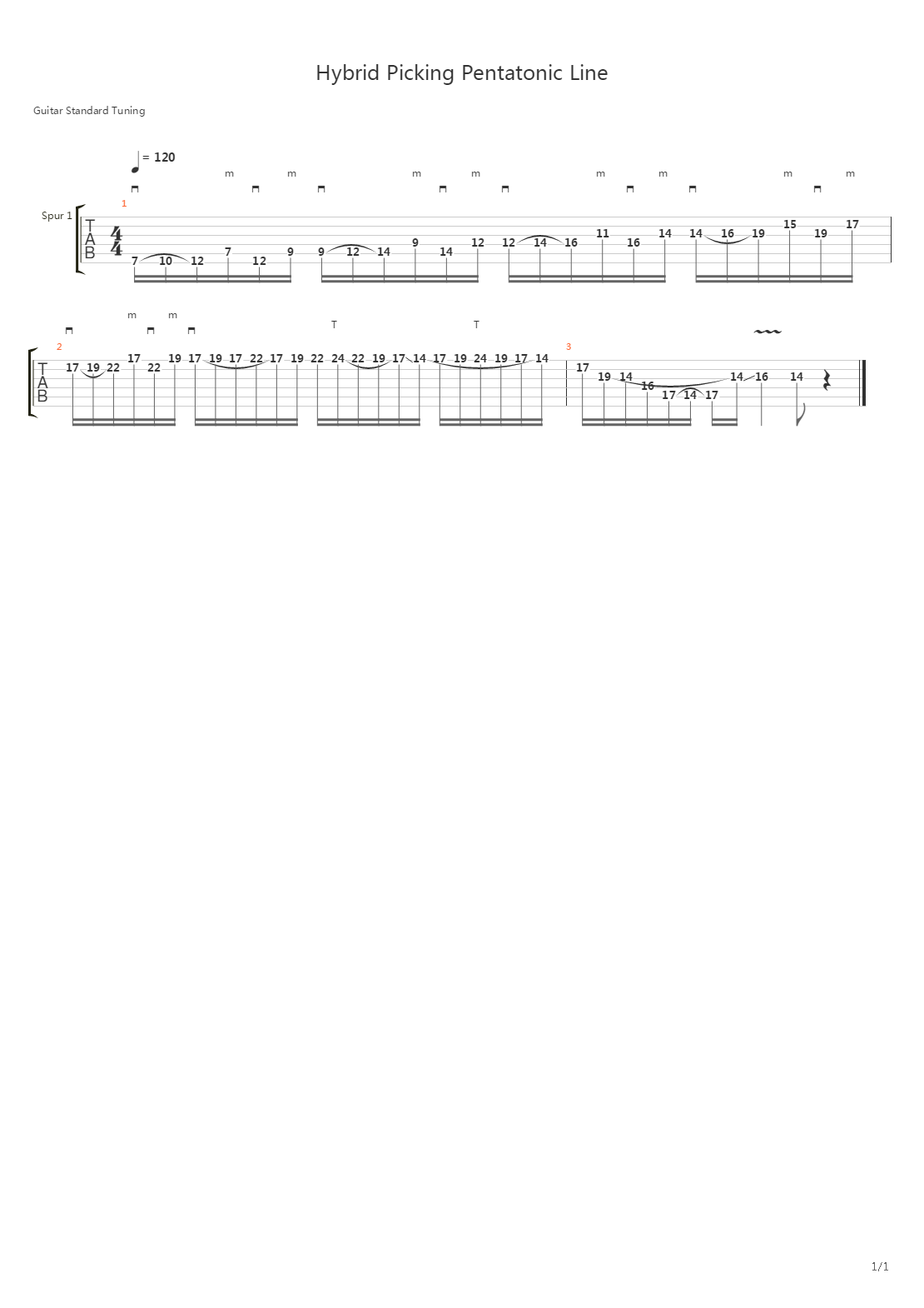 Hybrid Picking Pentatonic Line solo吉他谱