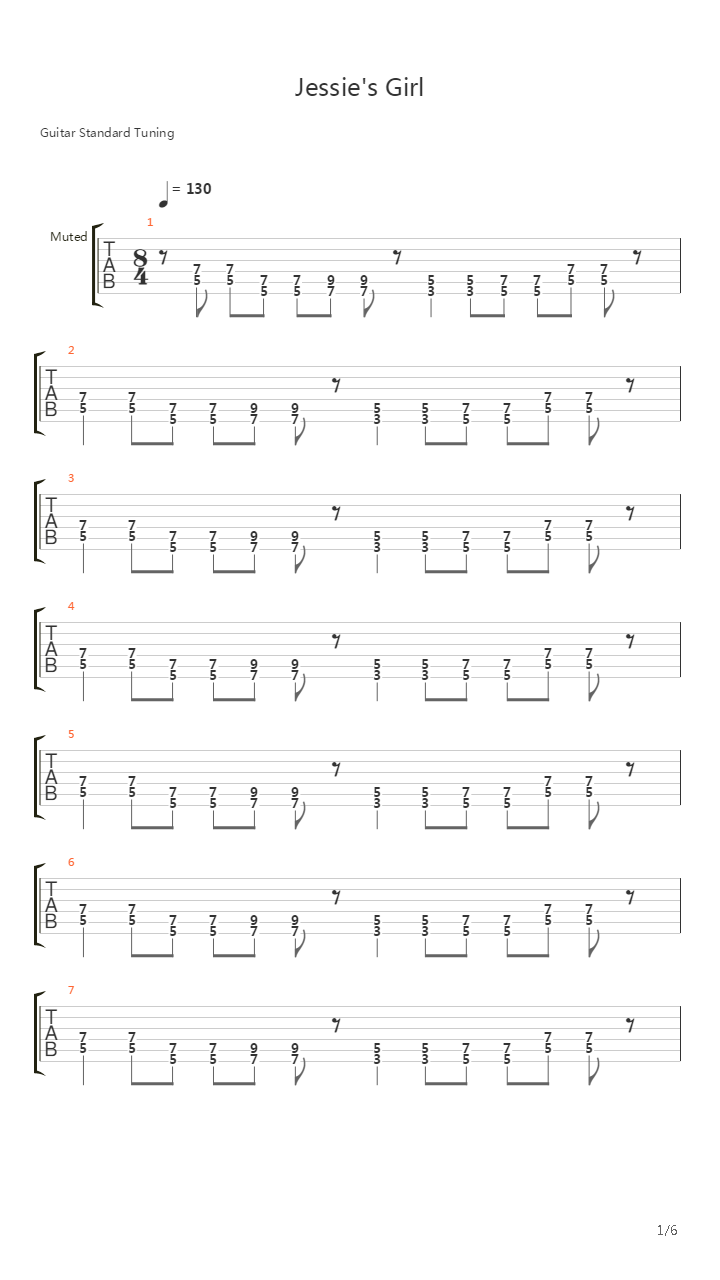 Jessies Girl吉他谱