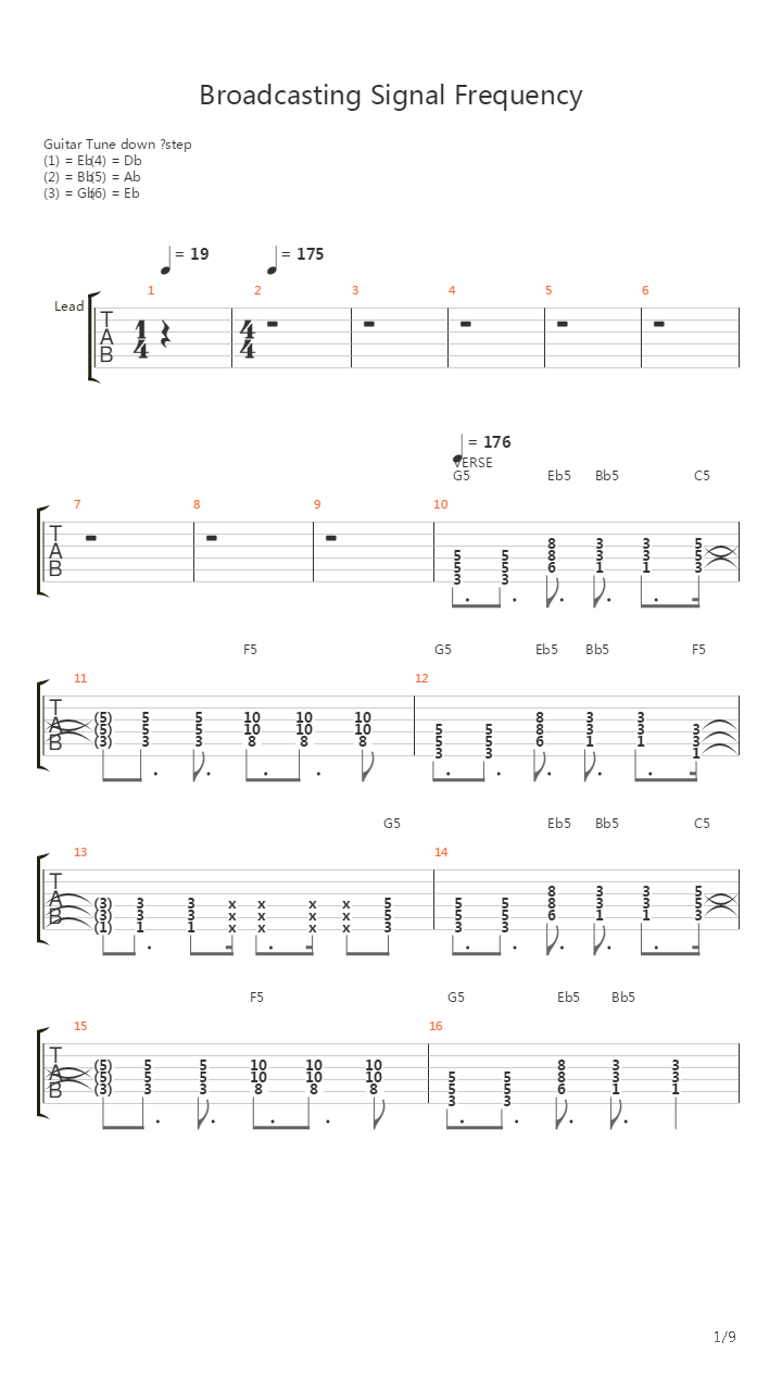 Broadcast Signal Frequency吉他谱