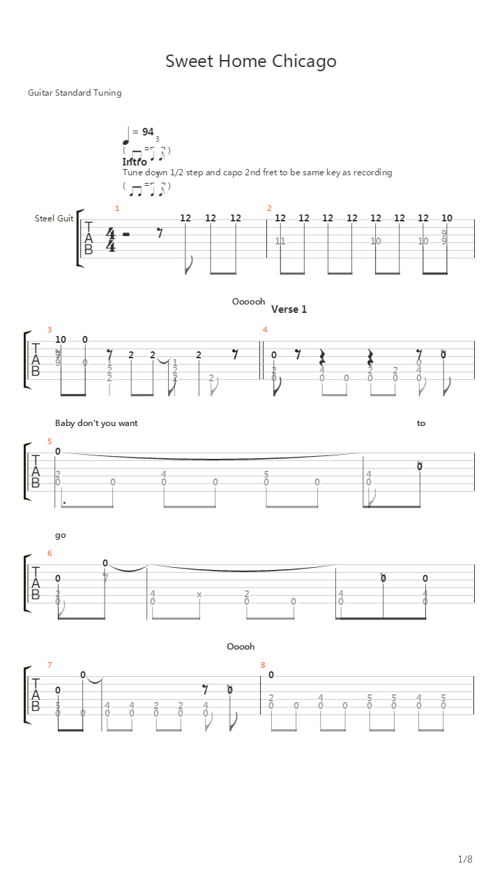 Sweet Home Chicago吉他谱