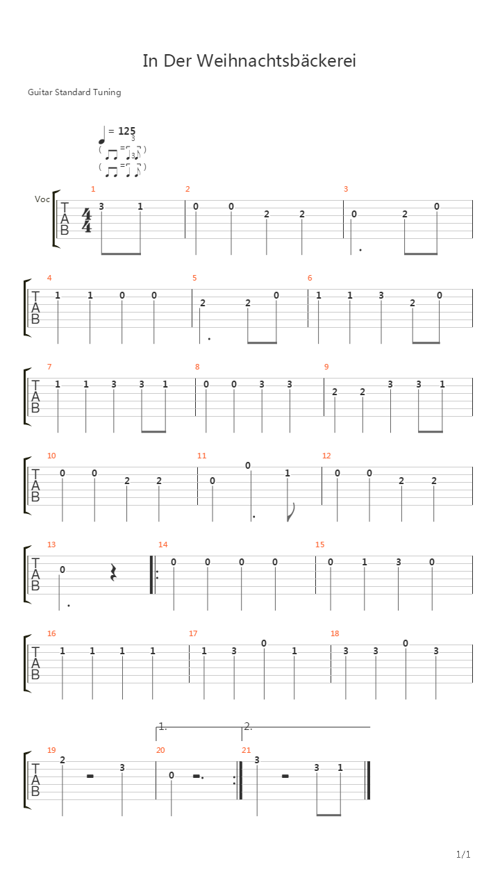 In Der Weihnachtsbaeckerei吉他谱